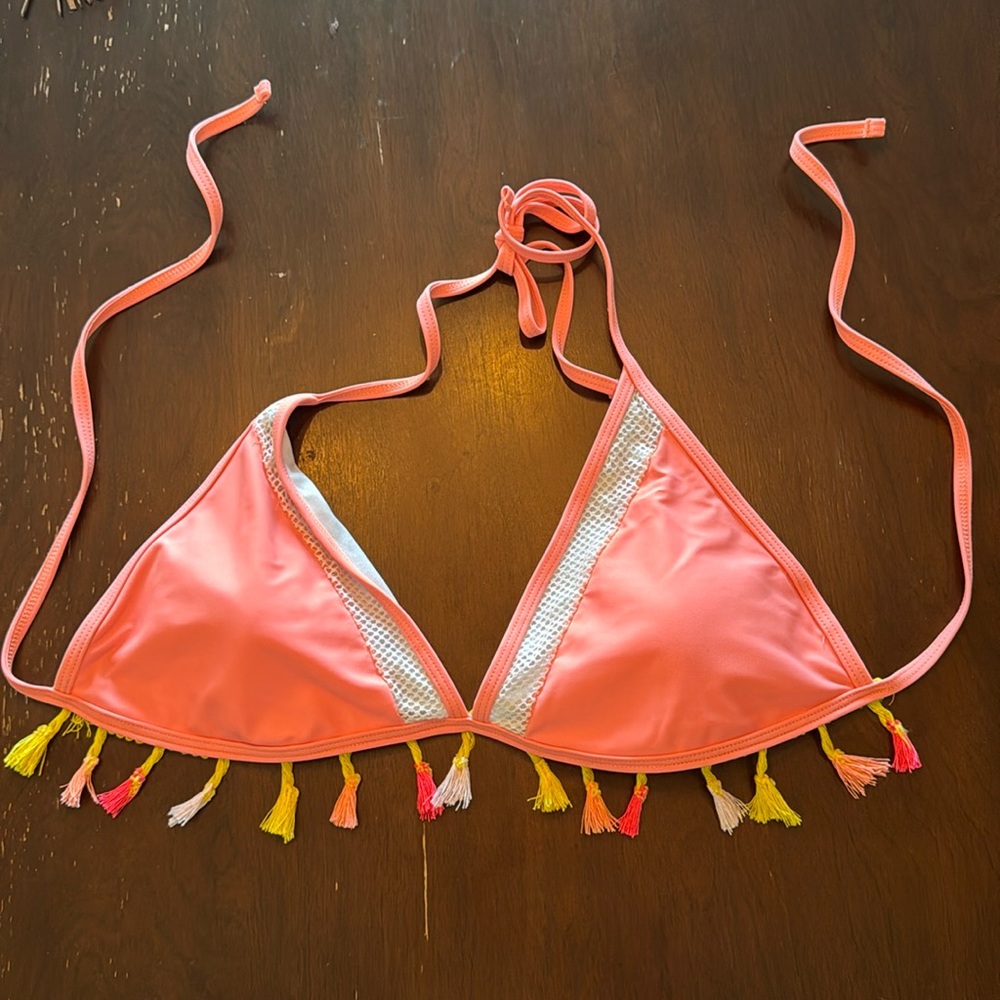 Pink Fringe Bikini Top